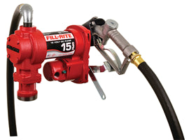 Fill-Rite Fuel Transfer Pump with Hose & Manual Nozzle FR1210H - 12-Volt, 15 GPM