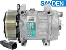 OE Sanden Compressor SD7H15 - 123mm, 8 Groove Clutch, 24V fo - Quality Farm Supply