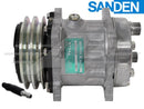 OEMSanden Compressor SD7H13 - 125Mm, 2 Groove Clutch, 12V for JCB & Caterpillar - Quality Farm Supply