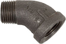 1/2 INCH X 1/2 INCH MNPT X FNPT BLACK IRON STREET ELBOW - 45