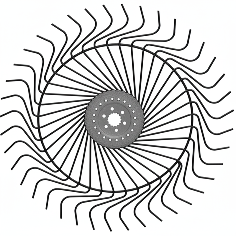 AgSmart Hay Rake Wheel - Black, 55", Left, 7mm Tines for Kuhn, 70175947