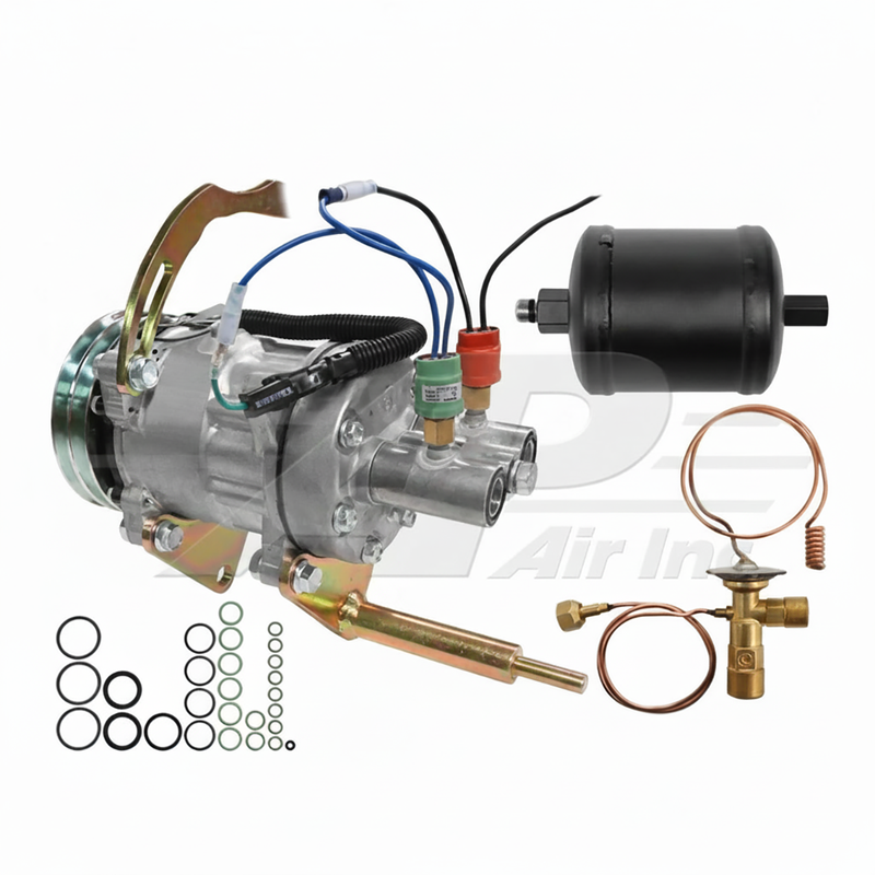 Air Conditioning Compressor Conversion Kit - Sanden Style for John Deere