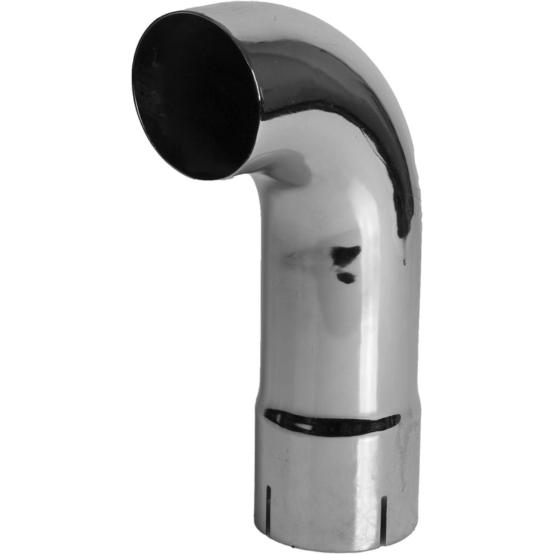 Universal Exhaust Stack Pipe - 3-1/2" x 12", Curved, Chrome - Quality Farm Supply
