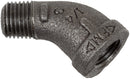 1/4 INCH X 1/4 INCH MNPT X FNPT  BLACK IRON STREET ELBOW - 45