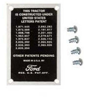 TISCO Patent Data Plate for Ford, 8N14001
