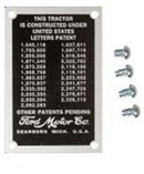 Patent Data Plate for Ford, 9N14001