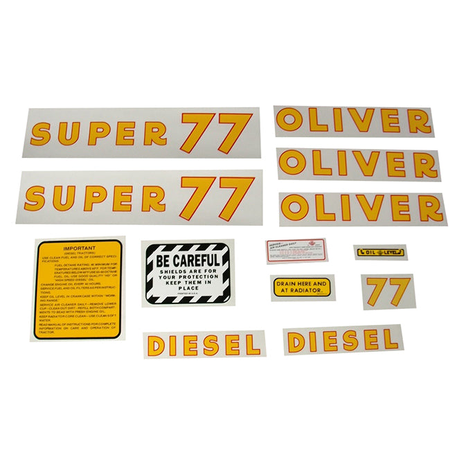 Decal Set for Oliver Super 77 Diesel Mylar - Quality Farm Supply