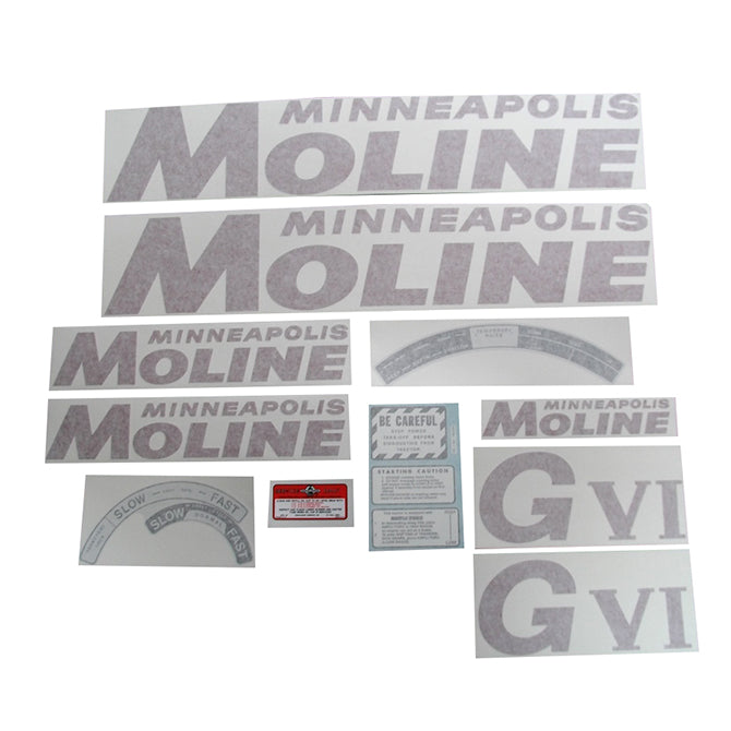Decal Set for Minneapolis Moline GVI Red Vinyl - Red Letters - Quality Farm Supply