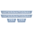 Decal Set for International / Farmall 766 Vinyl - Black & Chrome - Hood Only - Quality Farm Supply