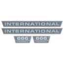 Decal Set for International / Farmall 666 Vinyl - Black & Chrome - Hood Only - Quality Farm Supply