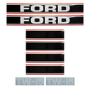Decal Set for Ford TW15 Mylar - Black & Red - Hood Only - Quality Farm Supply