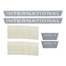 Decal Set for International / Farmall Hydro 70 Vinyl - Black & Chrome Hood Decals w/ White Stripes - Quality Farm Supply