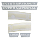 Decal Set for International / Farmall Hydro 100 Vinyl - Black & Chrome Hood Decals w/ White Stripes - Quality Farm Supply